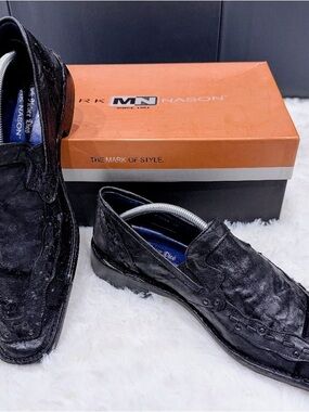 Mark Nason Men's Black Suede Slip-On Dress Shoes